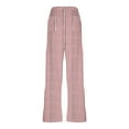 thumbnail image 5 of FRSASU Women Drawstring Stripe Wide Leg Casual Trousers Striped Elastic Waist Straight Leg Loose Lounge Pants with Pockets Red, 5 of 8