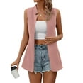 thumbnail image 3 of QAFOPEH Women Solid Color Sleeveless Cardigan Vest Lightweight Long Jacket, 3 of 5
