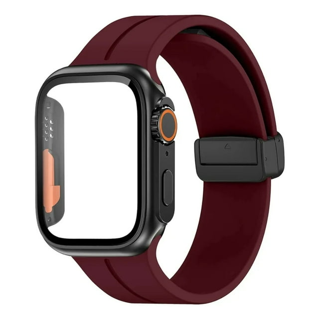 Correa de Silicona Deportiva para Apple Watch, con Hebilla Magnética + Case Ultra, Compatible con Todas las Series