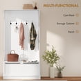 thumbnail image 3 of 3-In-1 Entryway Bench with Coat Rack, Hall Tree with Bench and Shoe Storage, 5 Hooks for Hallway Cream White, 3 of 5