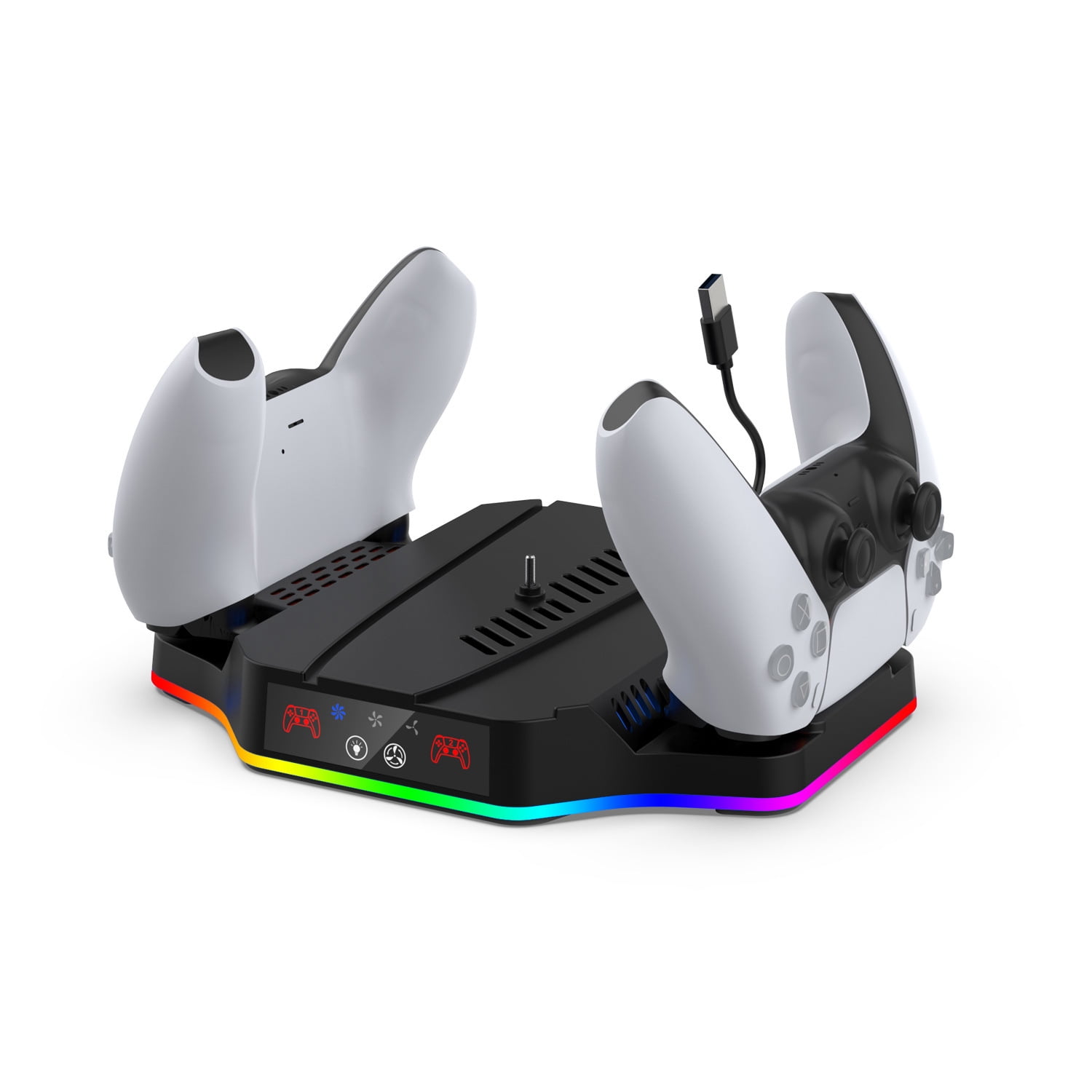 Charging Stand with Cooling Fan for PS5 Slim Console,Avec 3 Levels Turbo Fan, 3 Levels Turbo Fan
