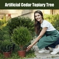 thumbnail image 4 of Artificial Cypress Topiary Trees for Outdoors, 19" Artificial Cedar Topiary Ball Trees with Ground Spike, UV Resistant Fake Shrubs Bushes Faux Plants for Front Porch Garden Home Decor (1 Pcs), 4 of 6