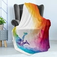 thumbnail image 4 of Basketball Soft Flannel Fleece Throw Blanket, Rainbow Colored Vivid Theme a Player Sports Man Jumps Scoring Print, Cozy Plush for Indoor and Outdoor Use, 50" x 70", Multicolor, by Ambesonne, 4 of 5