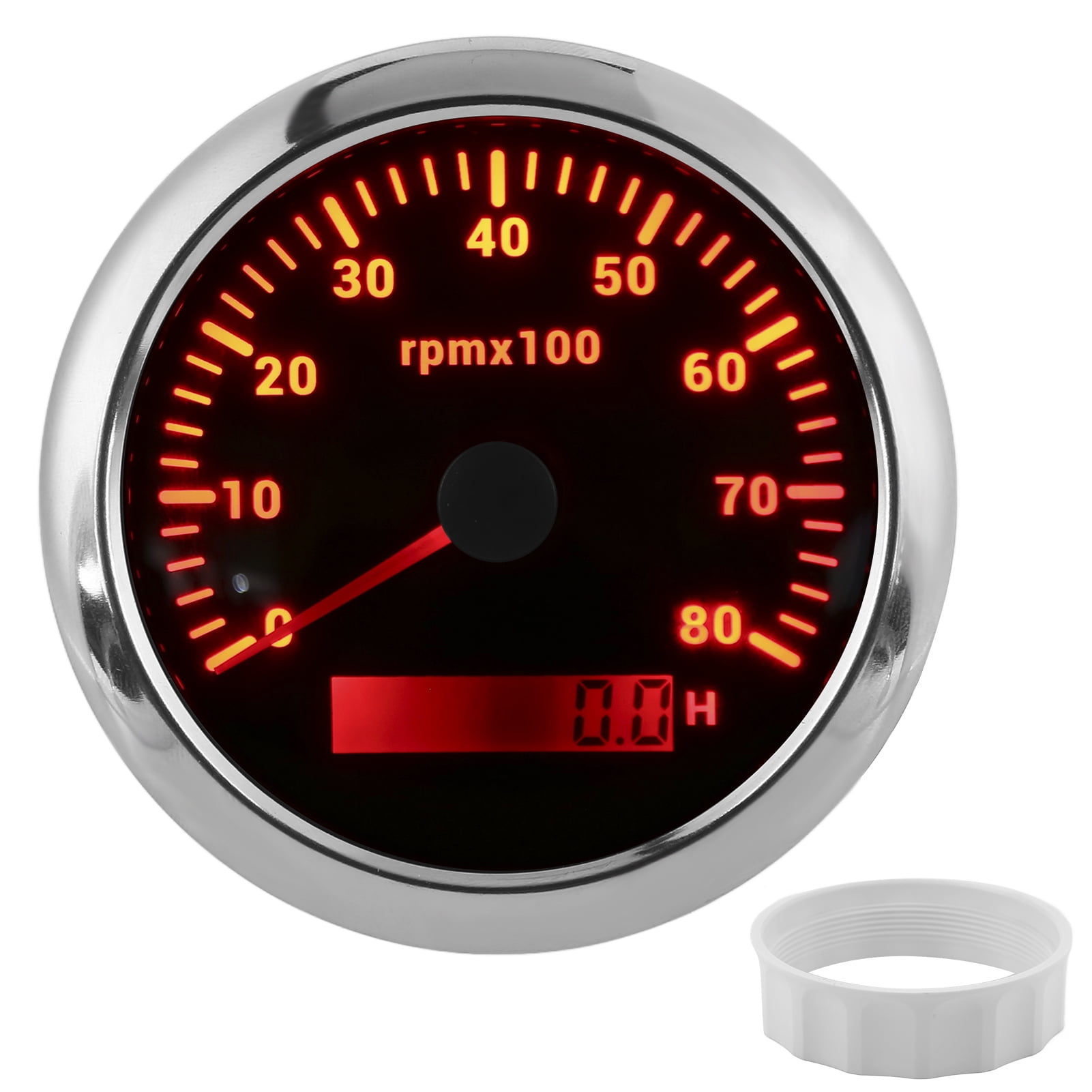 Tachometer, 9-32V DC 85mm IP67 Waterproof 0-8000RPM Pointer Type Boat Tacho Gauge  For RVs For Yachts White,Black