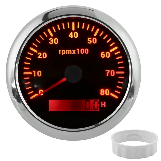 Tachometer, Universal IP67 Waterproof Boat Tacho Gauge 9-32V DC For RVs For Yachts White,Black