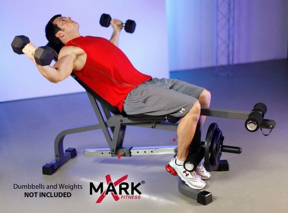 Flat incline decline weight bench with leg extension and preacher curl hot sale