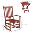 thumbnail image 3 of 2 Outdoor Rocking Chair With Side Table, Wine Red Wooden Captivating And High Back For Garden, Backyard, Deck, Supports 352 Lbs Patio Soft & Back, Up To Capacity Balcony, Porch, 3 of 5