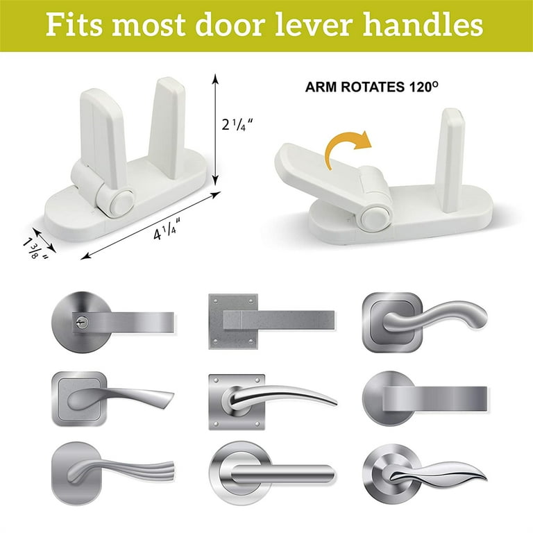 Improved Childproof Door Lever Lock (3 Pack) Prevents Toddlers from Opening  Doors. Easy One Hand Operation for Adults. Durable ABS with 3M Adhesive