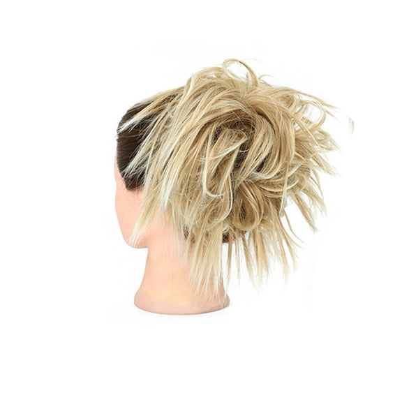 Blonde And Brown Synthetic Wig High Temperature Silk Fiber Natural Messy Bun Hair Tie Elastic Band For Women