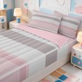 thumbnail image 3 of Erosebridal Minimalist Stripes Zipper Full Size Comforter Sets with Fitted Sheet and 2 Pillowcases,Geometric Line Pattern Zipper Bedding Set,Pink Reversible,4 Pieces, 3 of 7