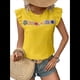 thumbnail image 2 of Blusa de Verano con Bordado Floral para Mujer, Cuello Redondo, Corta Amarillo M, 2 of 10