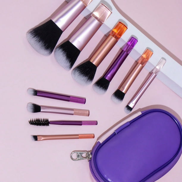 Juego de 10 mini brochas de maquillaje nuevas, pequeñas y exquisitas, portátiles, con bolsa de almacenamiento.