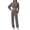 Gray, variant on Casual Workout Two Piece Outfits for Women Short Sleeve Crop High Waist Foldover Flare Pants Tracksuit Sets Streetwear