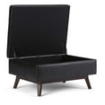 thumbnail image 4 of Owen 34 inch Wide Mid-Century Modern Coffee Table Storage Ottoman in Distressed Black Vegan Leather, 4 of 7