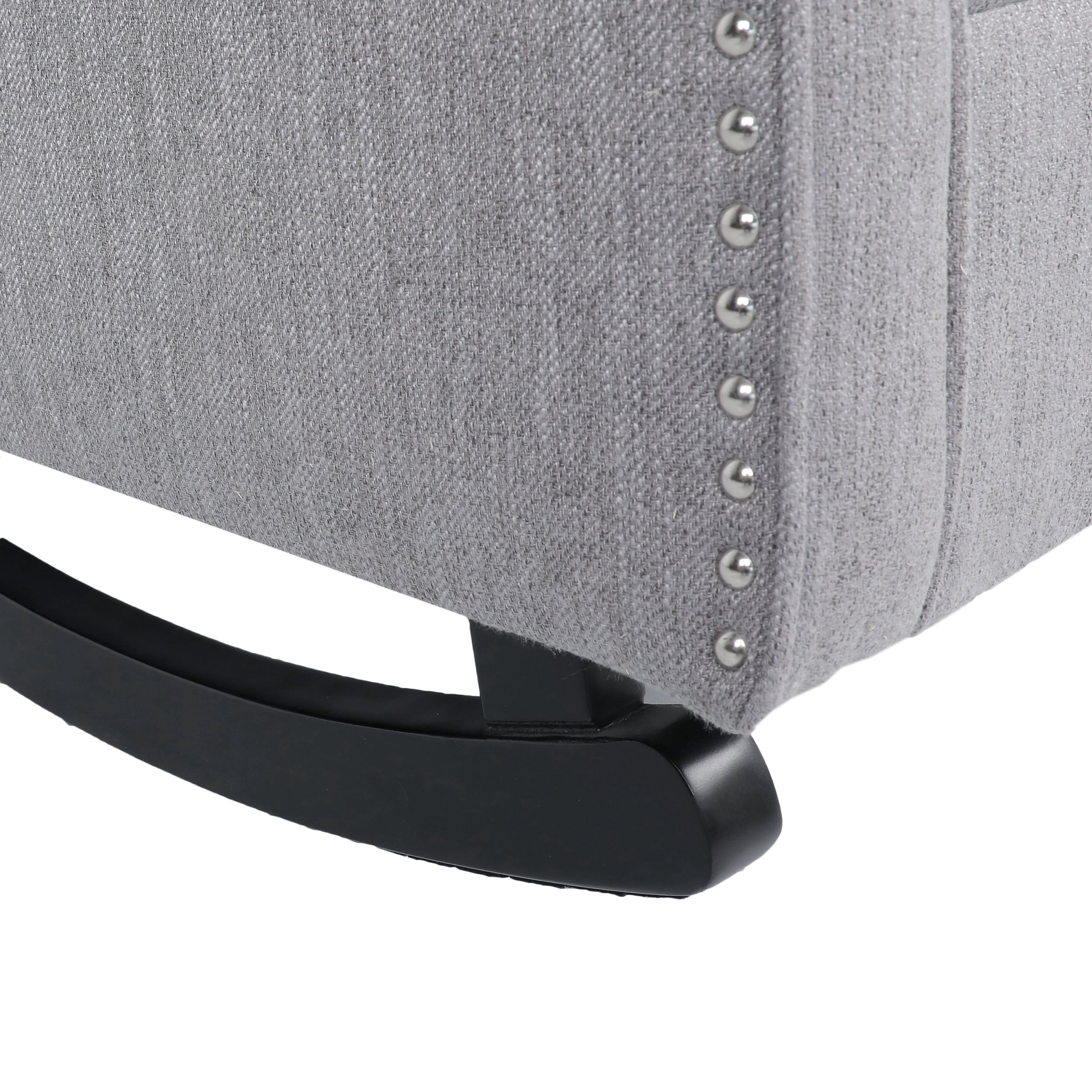 Noble House Dowd Fabric Tufted Wingback Rocking Chair, Gray and Dark Brown