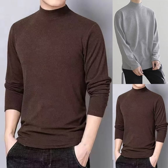 Fengqque Men's Slim Mock Turtleneck Pullover Long Sleeved Sweater Casual Basic Knitted thermal Sweaters White 10(XL)