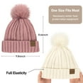 thumbnail image 3 of Loritta 2 Packs Womens Satin Silk Lined Beanie Knit Hat Woman Winter Hat with Pom White and Pink, 3 of 6