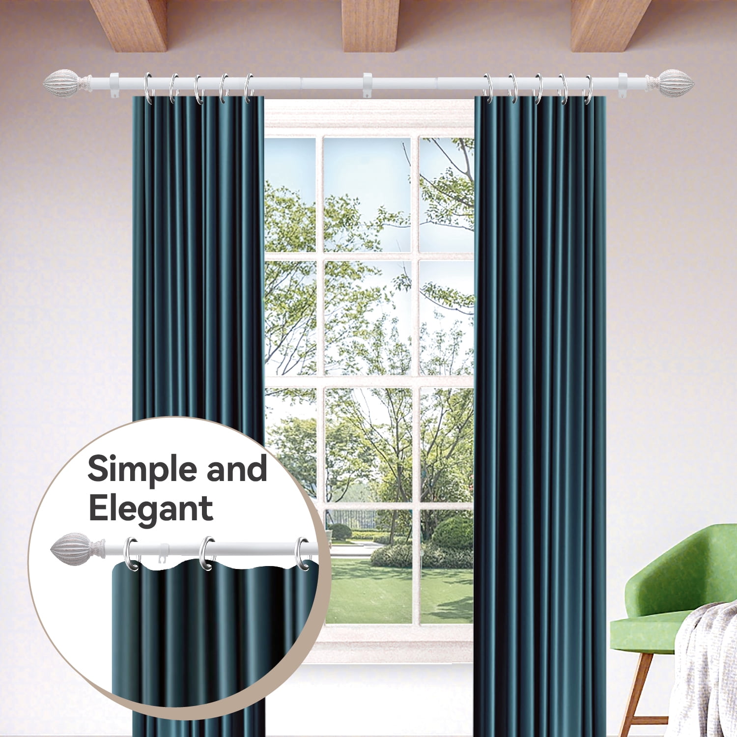 WL.Rocaille 3/4" Adjustable Standard Curtain Rod, 8"-48"