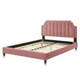 thumbnail image 3 of Platform Bed Frame, Full Size, Velvet, Pink, Modern Contemporary Urban Design, Bedroom Master Guest Suite, 3 of 10