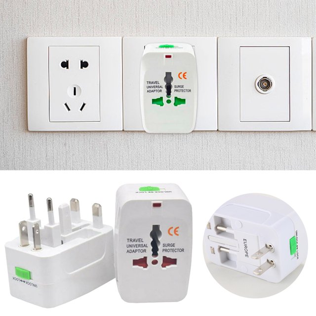 Klonfd Universal Worldwide Adapter Socket UK EU Plug Adaptor Travel Wall AC Power Option