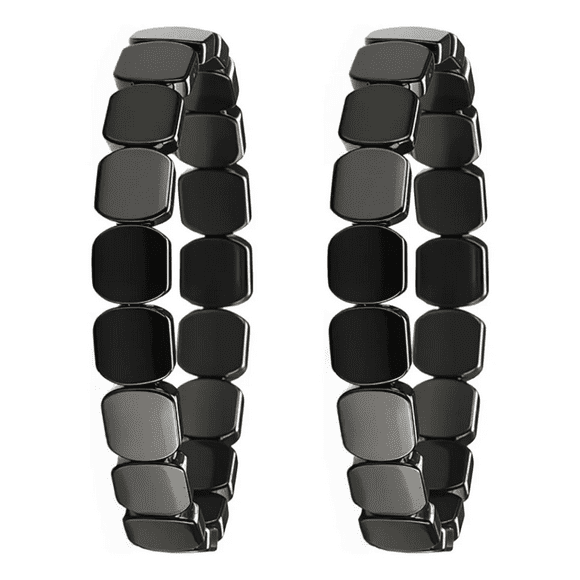 2 Pcs Vintage Pulsera De Ónix Xtellar Negro Y Hematita Magnética