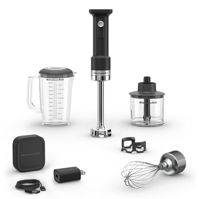 Batidora de mano KitchenAid Go Cordless KHBRV75BM con accesorios