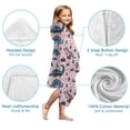 thumbnail image 7 of Pink Dinosaurs Plants Pattern Hooded Bath Towel，50"x30" for Ages 3 To 12 Kids, Quick Dry Lightweight Soft Microfiber Hood Beach Towel Cover Up for Kids, 7 of 7