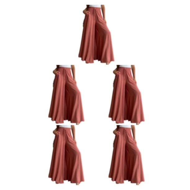 Jumpingount Pantalones de pierna ancha de cintura alta para mujer de verano - Estilo delgado para una comodidad aireada Ventilar Naranja L 1 Type2 NO2