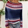 thumbnail image 2 of LxrBlank Women's Pullover Sweaters Fair Isle Crewneck Knit Sweater Vintage Casual Long Sleeve Jumper Tops Colorful Sweaters Loose Women Sweater Blue S, 2 of 4