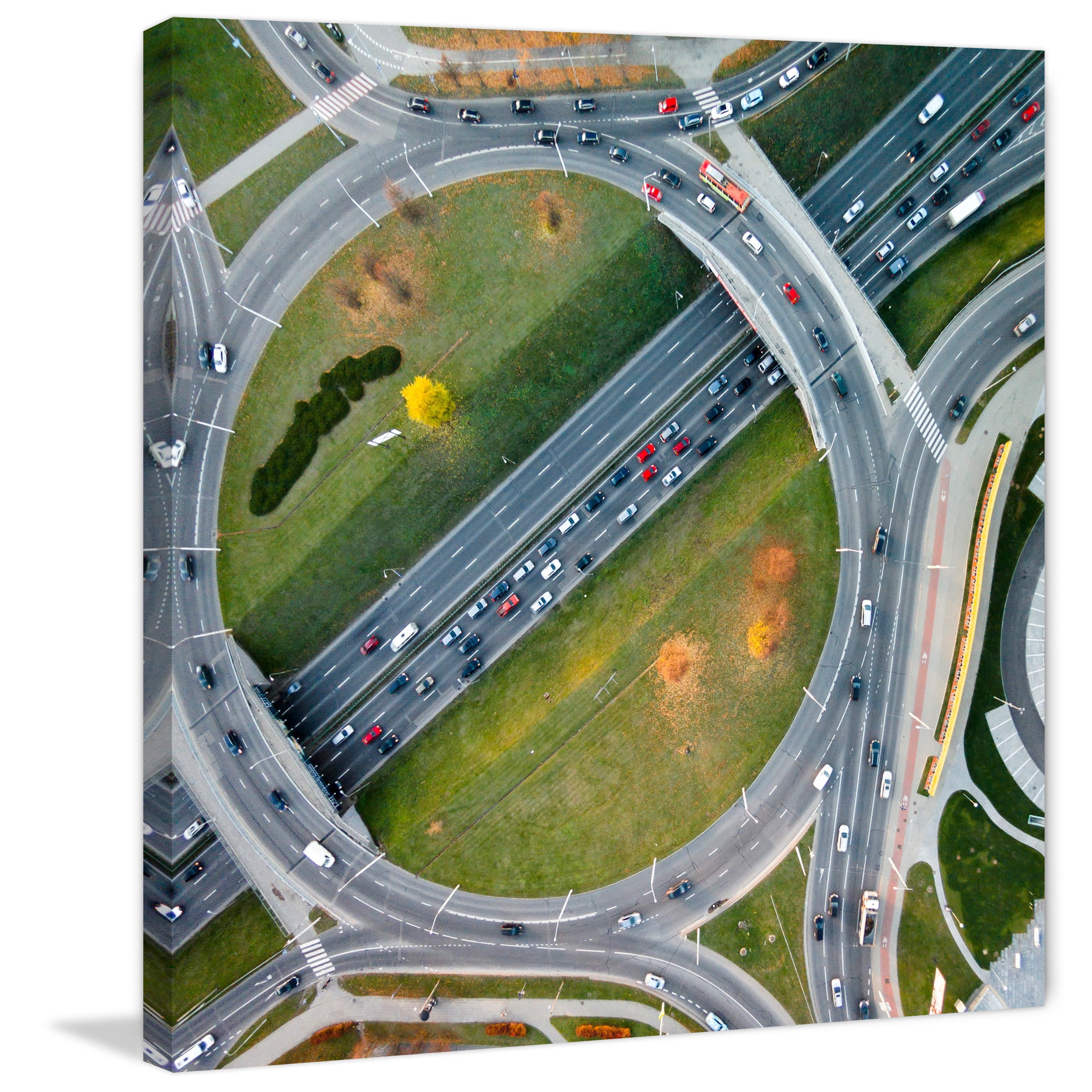 Marmont Hill "Traffic Circles" by Karolis Janulis Painting Print on Wrapped Canvas
