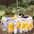 thumbnail image 4 of Round Outdoor Tablecloth with Umbrella Hole and Zipper, Patio Table Cloth with Umbrella Hole Round, Fabric Waterproof Lemon and Leaf Tablecloth for Spring/Summer/Party/Picnic, 60" x 60", 4 of 5