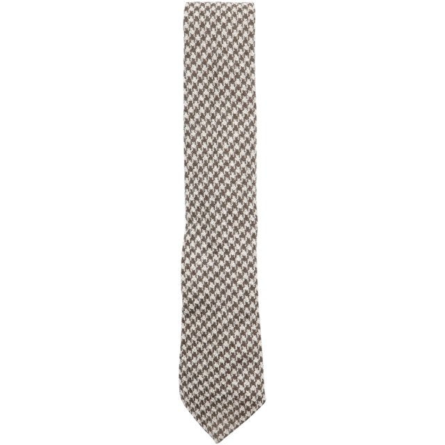 Altea Milano Men's Brown / Beige Wool Houndstooth Necktie - One Size