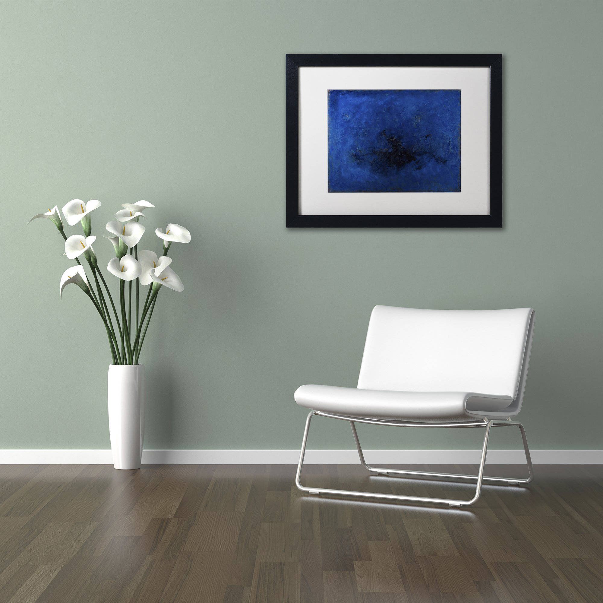 Trademark Fine Art "Deep Blue" Canvas Art by Joarez, White Matte, Black Frame