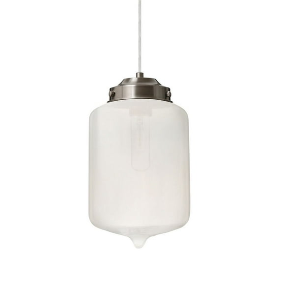 1JT-OLINFR-SN-Besa Lighting-Olin-One Light Cord Pendant with Flat Canopy-7 Inches Wide by 11 Inches High-Satin Nickel Finish-Frost Glass Color