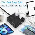 thumbnail image 2 of Escritorio Power Strip IECOPOWER 7 en 1, negro, con 4 enchufes, 3 USB, 2 of 7