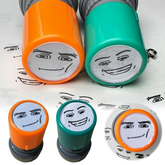 Funny Game Characters Face Stamp Set - & Game-Inspired Photo-Sensitive Seal, Teacher Stamps for Classroom Awards, Journaling, Scrapbooking & DIY Crafts (Orange)