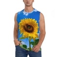 thumbnail image 1 of Fotbe Blue Sky Sunflower Men's Camiseta sin Mangas Estampada para Hombres, Playera Casual para Gimnasio, Entrenamiento, Playa-Large, 1 of 7