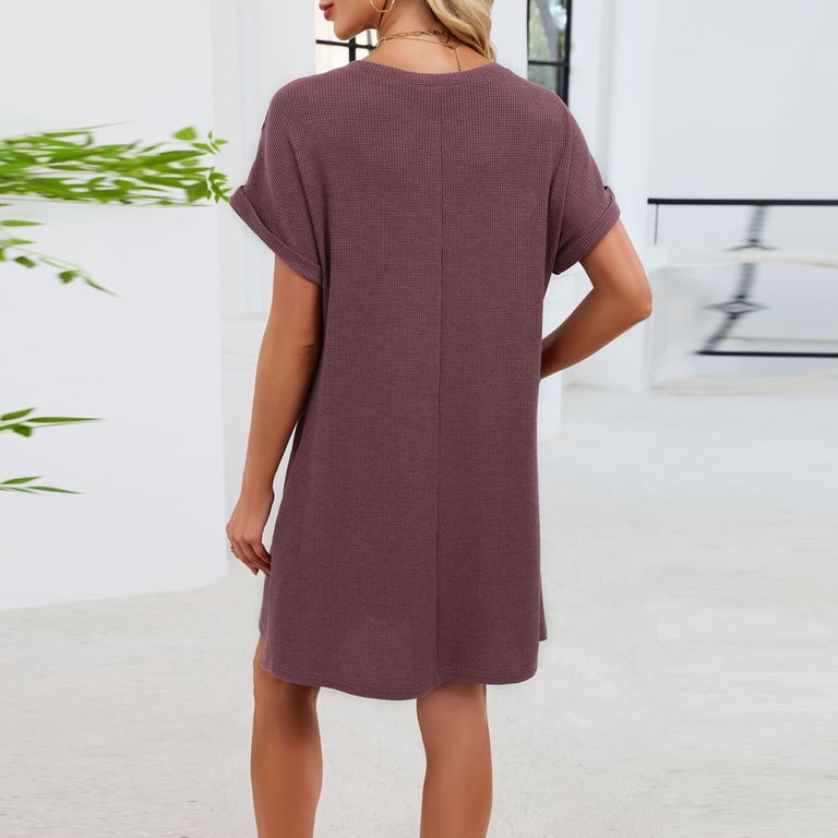waffle knit sleep dress Women's Waffle Knit Thermal Sleep Dress