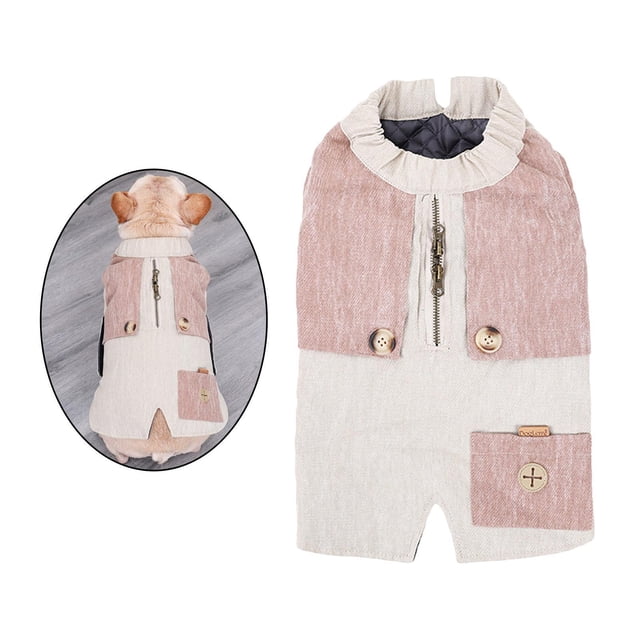 Invierno Perro Niño Ropa de poliéster Monos para mascotas Chaqueta Abrigos Chaleco de francés ajustable a prueba Cálido para marrón Yinane Chaqueta de cachorro