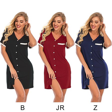 

Ladies Nightdress Short-sleeved Pajamas Casual Home Wear S-2XL