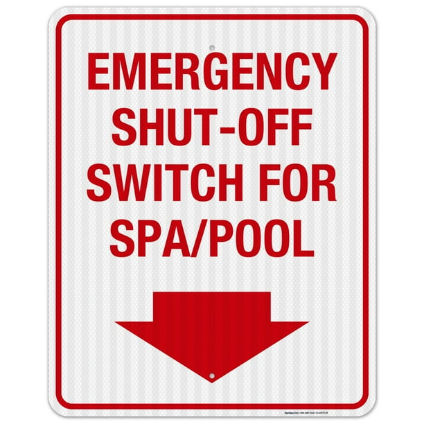 Emergency Shut Off Switch Sign, Pool Safety Sign,