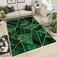 thumbnail image 3 of Emerald Green Marble Texture Room Area Rugs, Light Luxury Golden Irregular Lines Art Indoor Non-Slip Kids Rugs, Machine Washable Breathable Durable Carpet For Front Entrance Floor Decor, 3 of 7