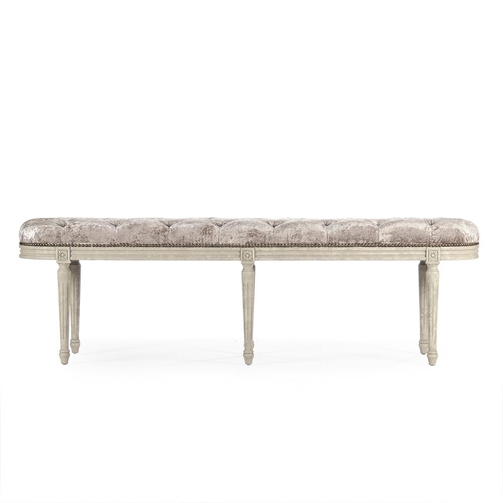 zentique zen03 309 a michel tufted bench, crushed champagne velvet - 62 x 20 x 16 in.