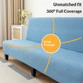 thumbnail image 2 of Cover Stretch Sofa Bed Slipcover Protector Elastic Feature Rich Textured High Small Checks Jacquard Fabric Futon Cover, Machine Washable,(M, lake blue), 2 of 5