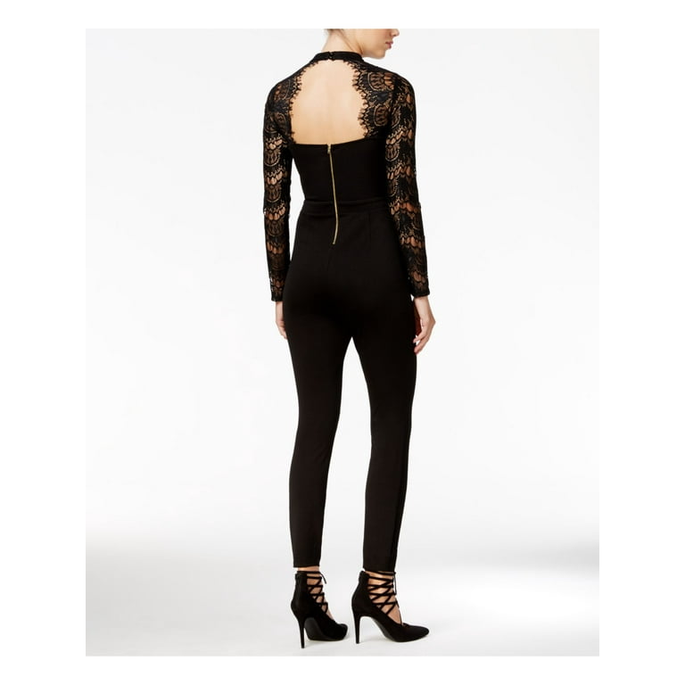 MATERIAL GIRL Womens Black Long Sleeve Cocktail Jumpsuit S