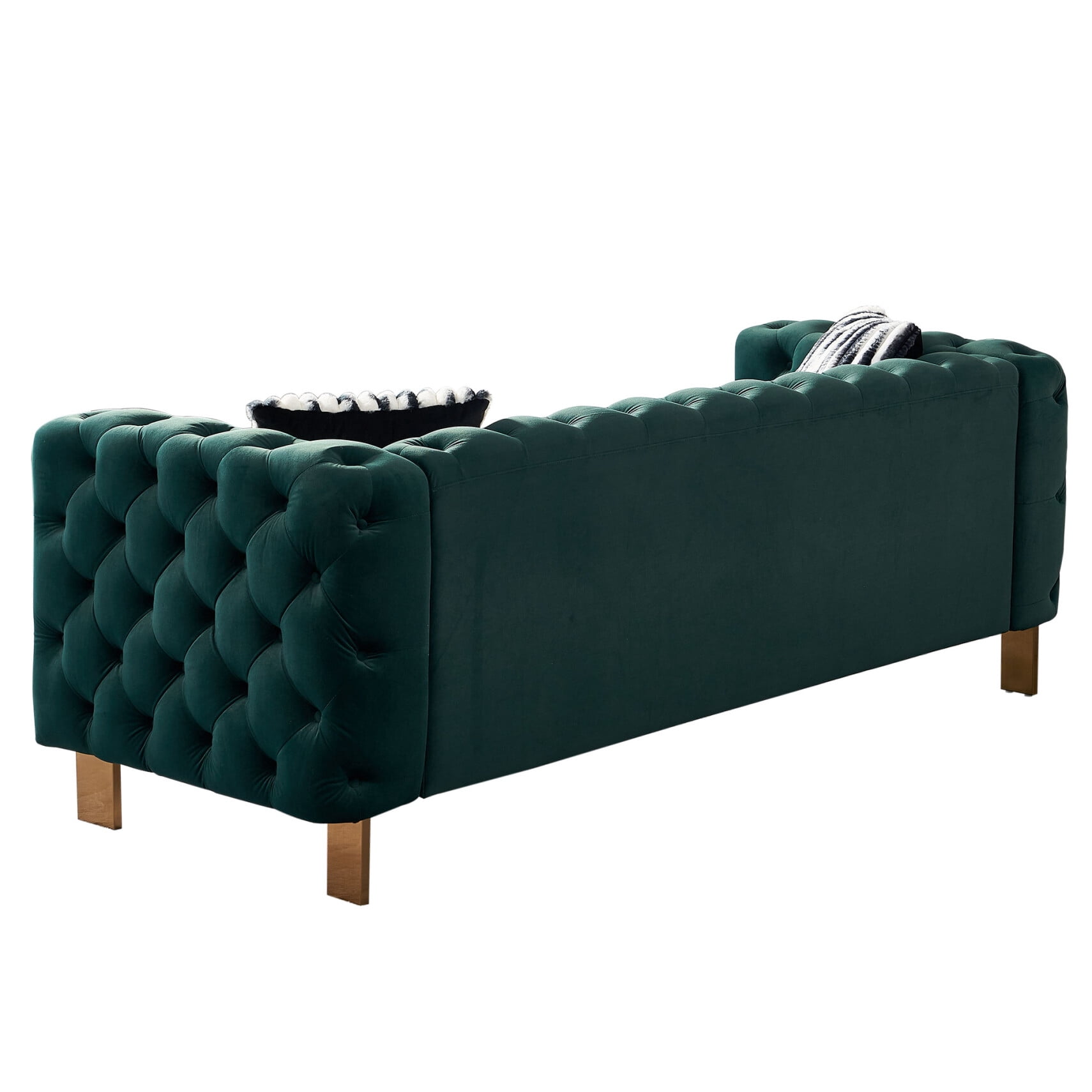 84.25 Inch Oversized Velvet Sofa for Living Room,Long Upholstered Velvet Sofa Couch with High Armrest and Metal Legs Decor Furniture,3-Seater Loveseat for Bedroom, Office,Green