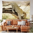 thumbnail image 2 of Exotic Tapestry, Leopard on Tree Trunk Desert Plants Exotic Hunter Predator Big Cat Image, Fabric Wall Hanging Decor for Bedroom Living Room Dorm, 5 Sizes, Yellow Green Brown, by Ambesonne, 2 of 9
