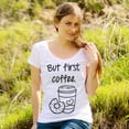 thumbnail image 2 of Women's CHIN UP But First Coffee Cup  Scoop Neck White 2X Large, 2 of 4