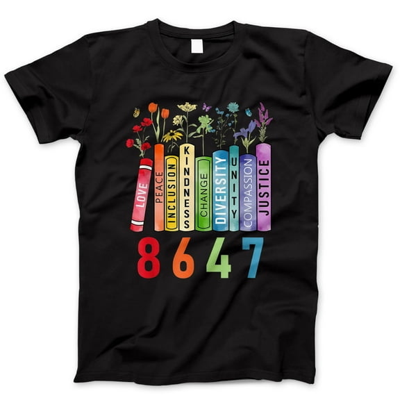 Colorful Book Lover T-Shirt – Floral Book Stack Graphic Tee for Readers, Unisex Casual Reading Shirt