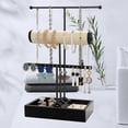 thumbnail image 2 of Organizador de Joyería, Estante Alto de Almacenamiento de Collares de 3 Niveles, Con Bandeja para Joyería, Soporte de Arbol Joyas, Para Guardar y Exhibir Anillos, Collares, Aretes, Pulseras, Negro, 2 of 7